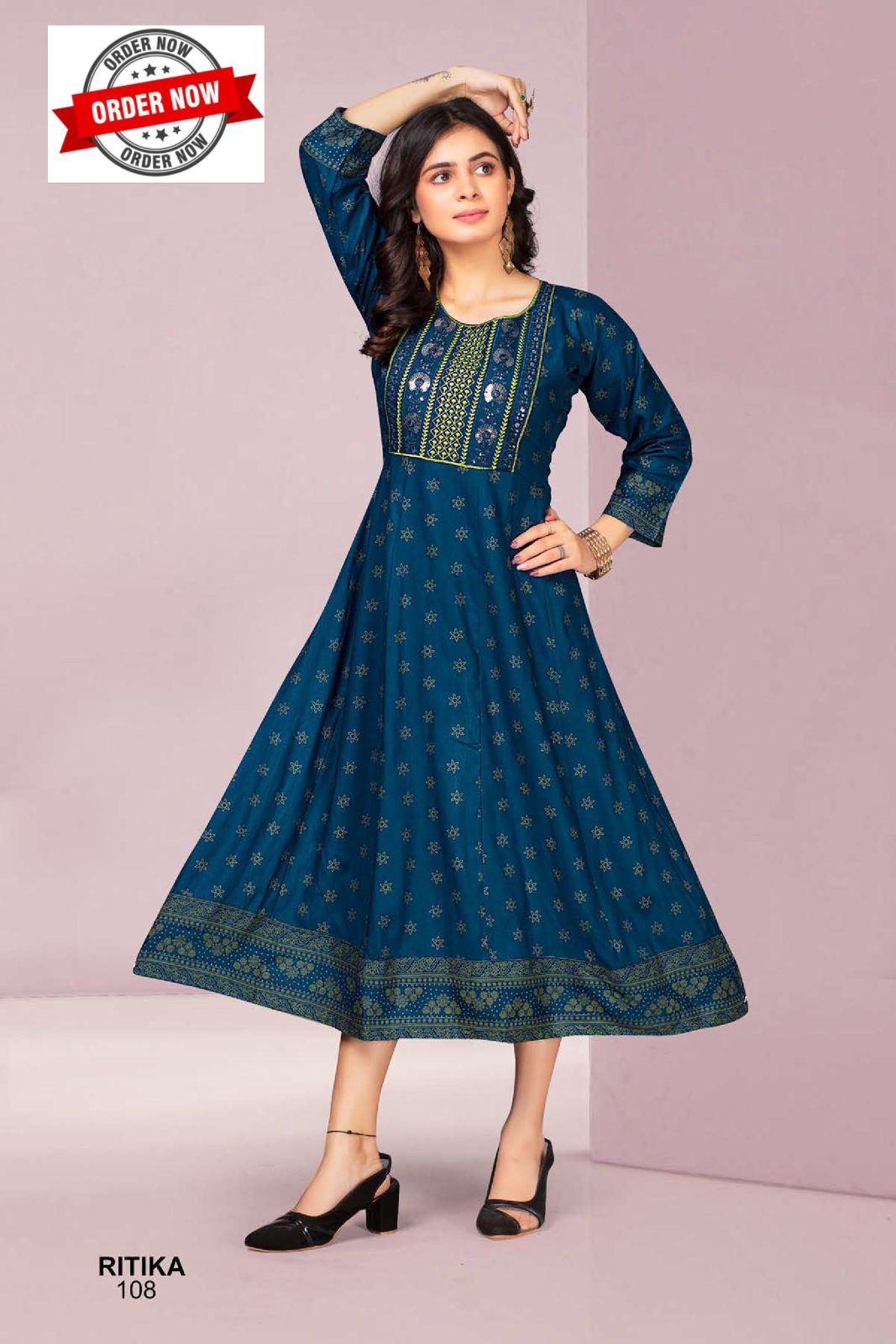 Ritika Vol 1 By Golden Block Printed Anarkali Kurtis Wholesale Shop In Surat
